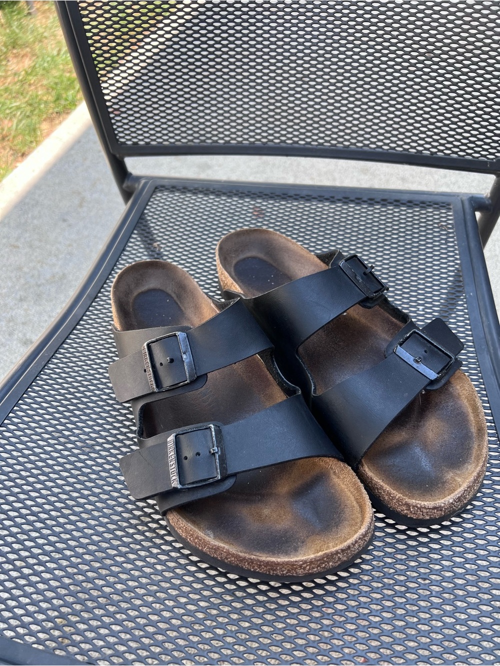 Birkenstock Men's Black Double-Strap Buckle Slides